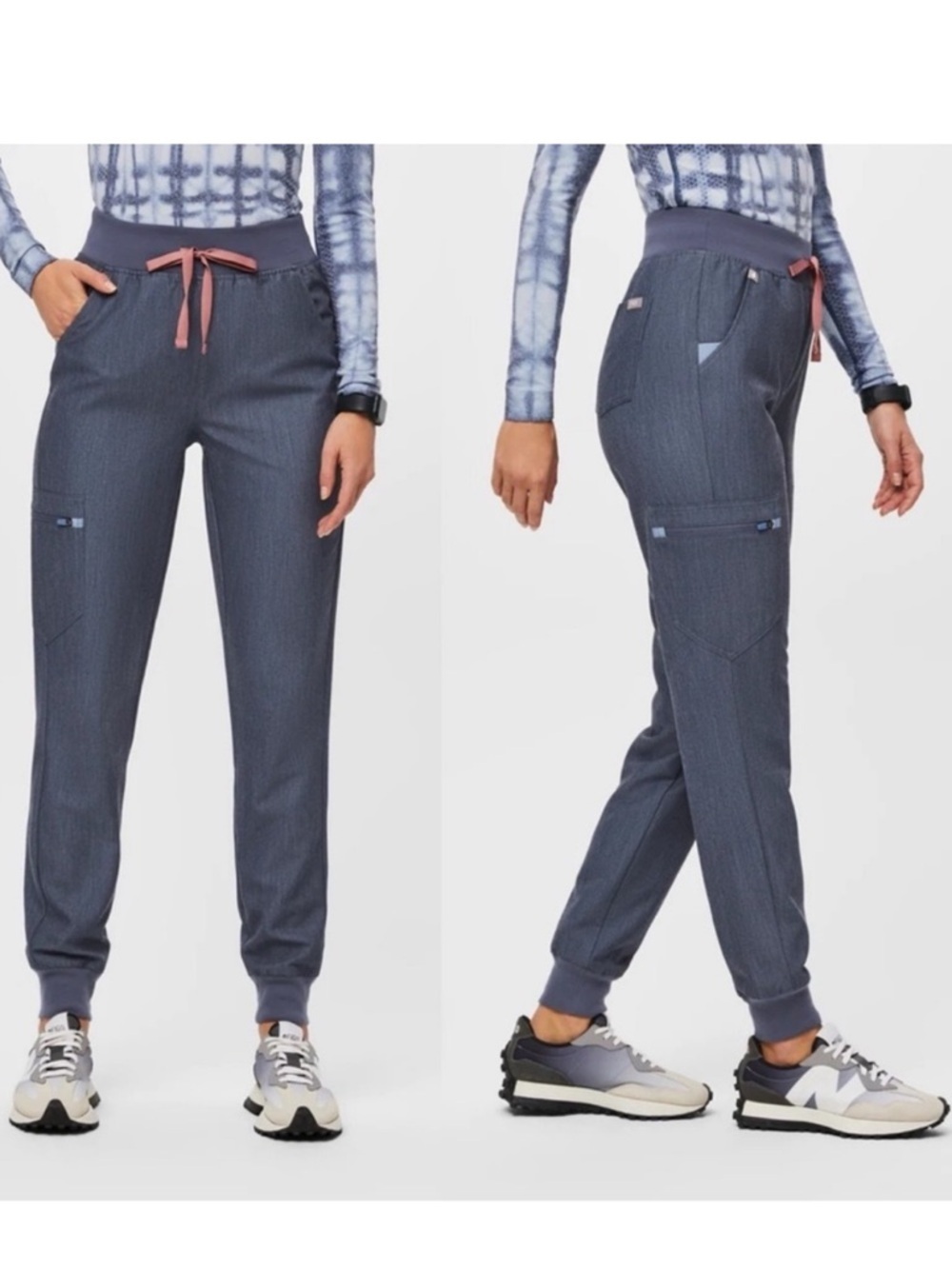 FIGS Zamora Jogger Scrub Pants Women's Size 3XL Petite in Heather Denim - EUC!